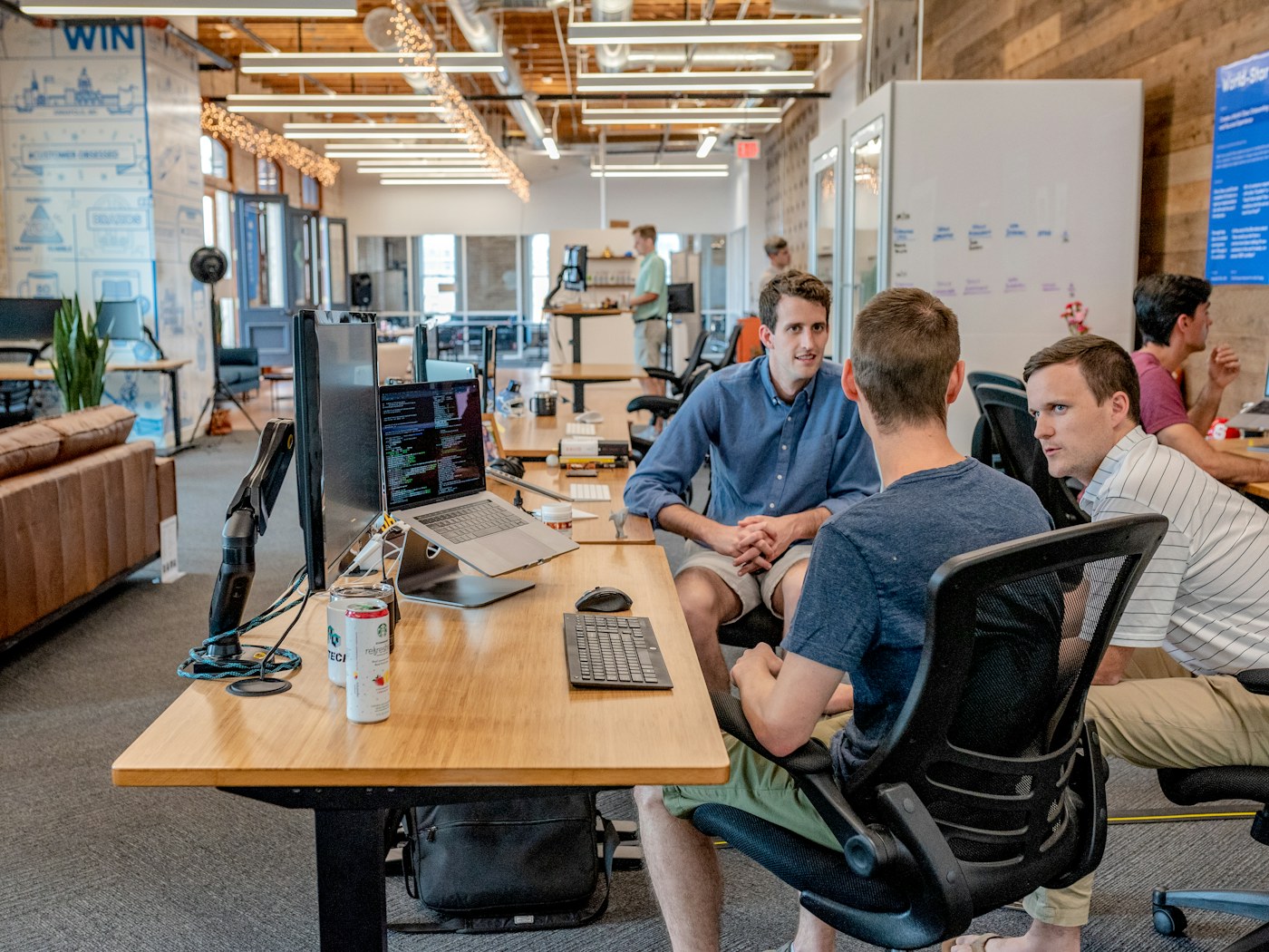 Professionals discussing an investment review